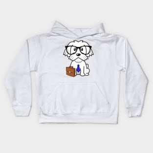 Cute white Dog is a colleague at work Kids Hoodie